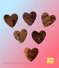 Load image into Gallery viewer, Rustic Wooden heart pins