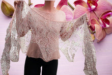 Load image into Gallery viewer, Ferns in the wind shawl, sample
