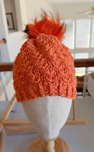 Load image into Gallery viewer, Orange hat with pom sample
