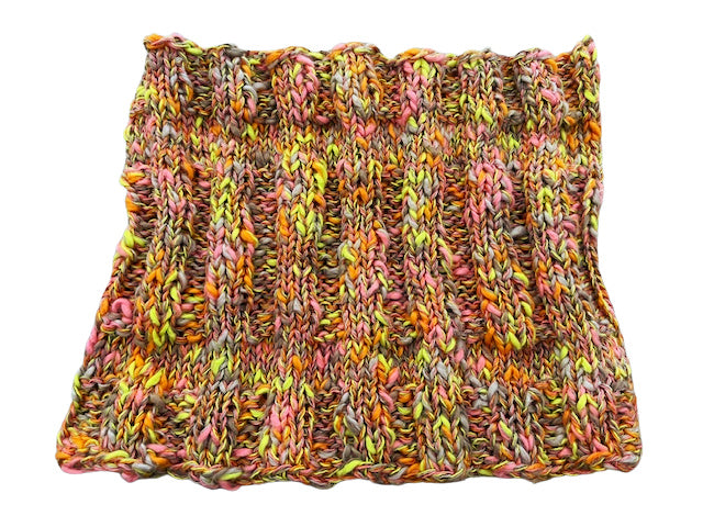 Colorful ribbed cowl, sample