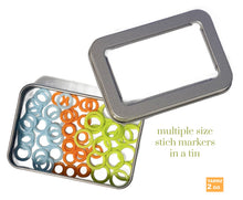 Load image into Gallery viewer, Tin filled with 3 sizes of markers - yarnz2GO.com
