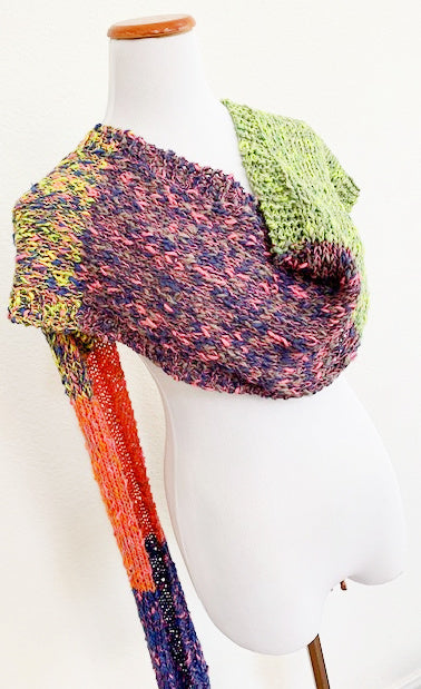 Nifflers Toulin Shawl {6 ft} hot multicolored {unique} hand knit scarf/shawl/wrap