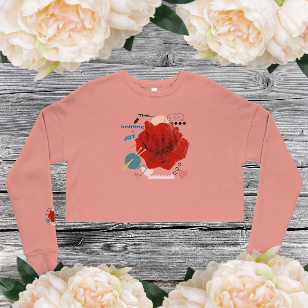 Cropped knit themed sweatshirt